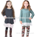 Wholesale Children Boutique Clothing Lovely Girls Clothing Wholesale Gray Lace Tunic With Ruffles